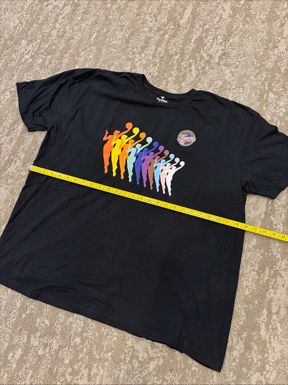Indiana Fever WNBA 3XL Unisex Basketball Black Graphic T-Shirt Rainbow - Picture 6 of 10